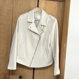 NWOT -  H & M cream fabric moto jacket size L